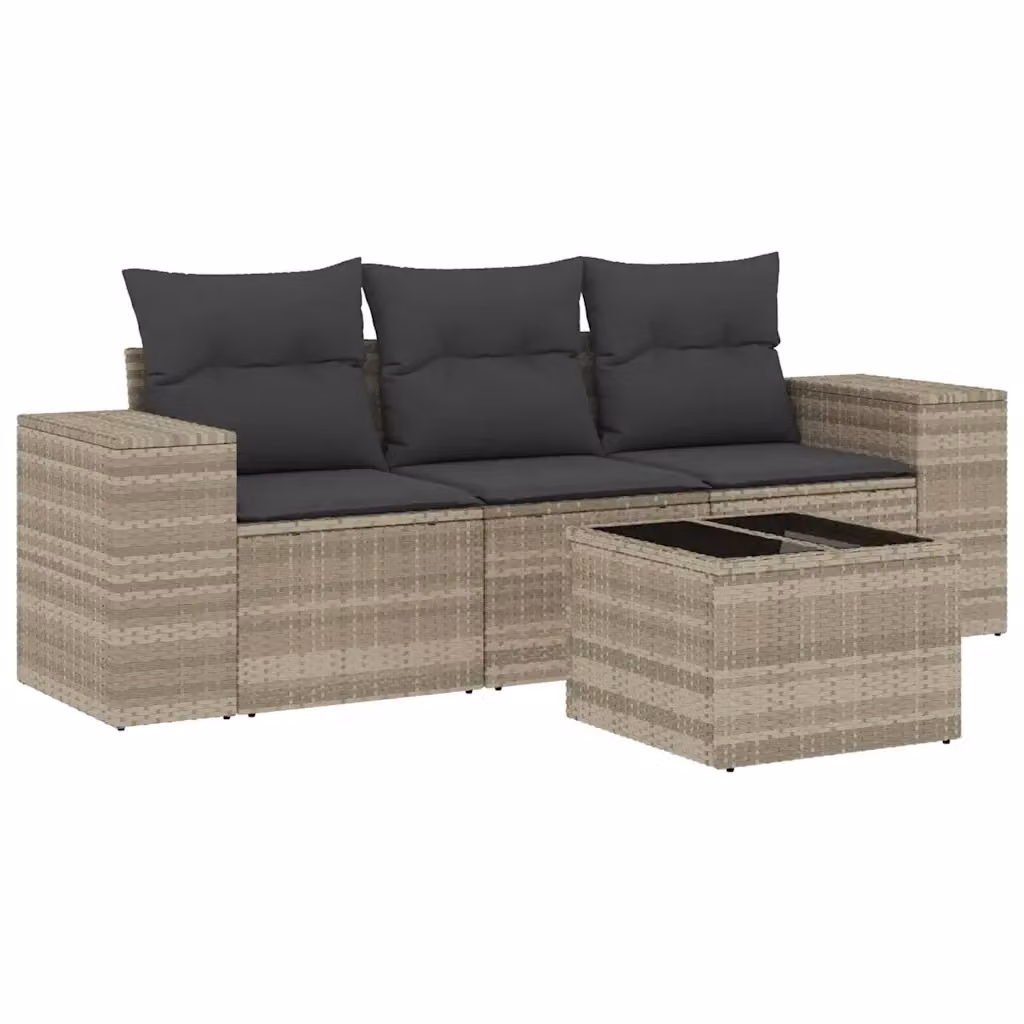 Set da giardino vidaXL in polyrattan grigio con cuscini e tavolino da esterno 4 pezzi – 2