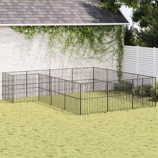Box per cani VIDAXL in metallo nero con 16 pannelli