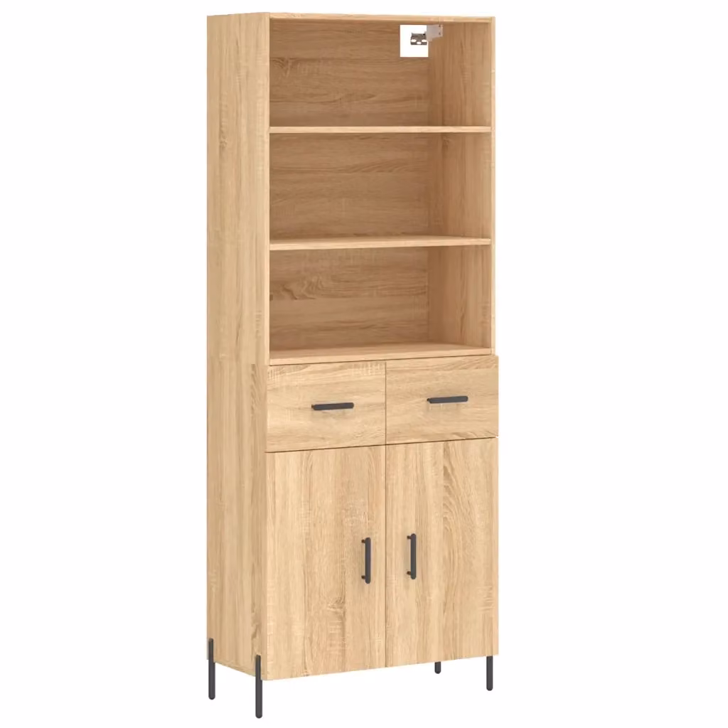 Credenza moderna vidaXL in legno e metallo color rovere, L: 69,5 cm, P: 34 cm, H: 180 cm – 2