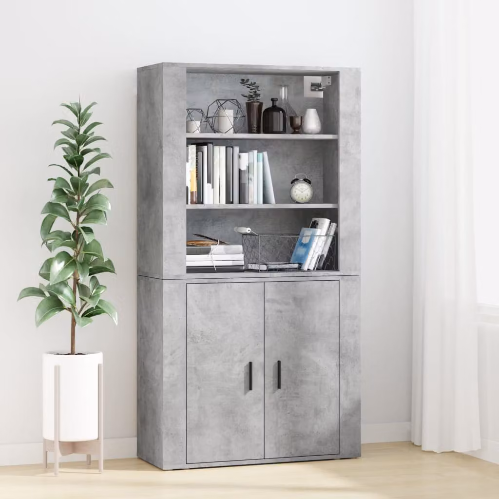 Credenza sospesa vidaXL in legno multistrato grigio cemento stile industrial