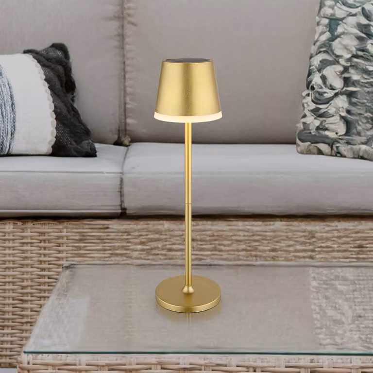 Globo Lampada LED solare in metallo, color oro, altezza 41 cm, IP44 Metall, Ottone / Oro, Metallo, Lampade solari