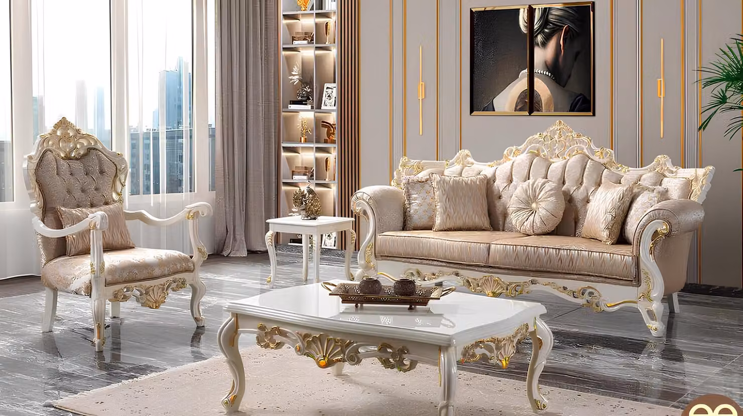 Luxus Couchgarnitur Garnitur Polstersofa Chesterfield Stoff Sofa Beige