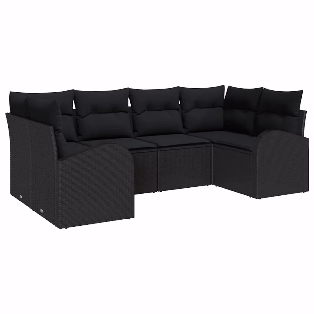 Set Divano da Giardino 6 Posti vidaXL in Polyrattan Nero con Cuscini e Coperture Rimovibili – 2
