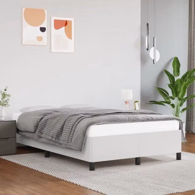 Giroletto vidaXL in similpelle bianco con struttura in legno e doghe fisse L/P: 120 x 200 cm