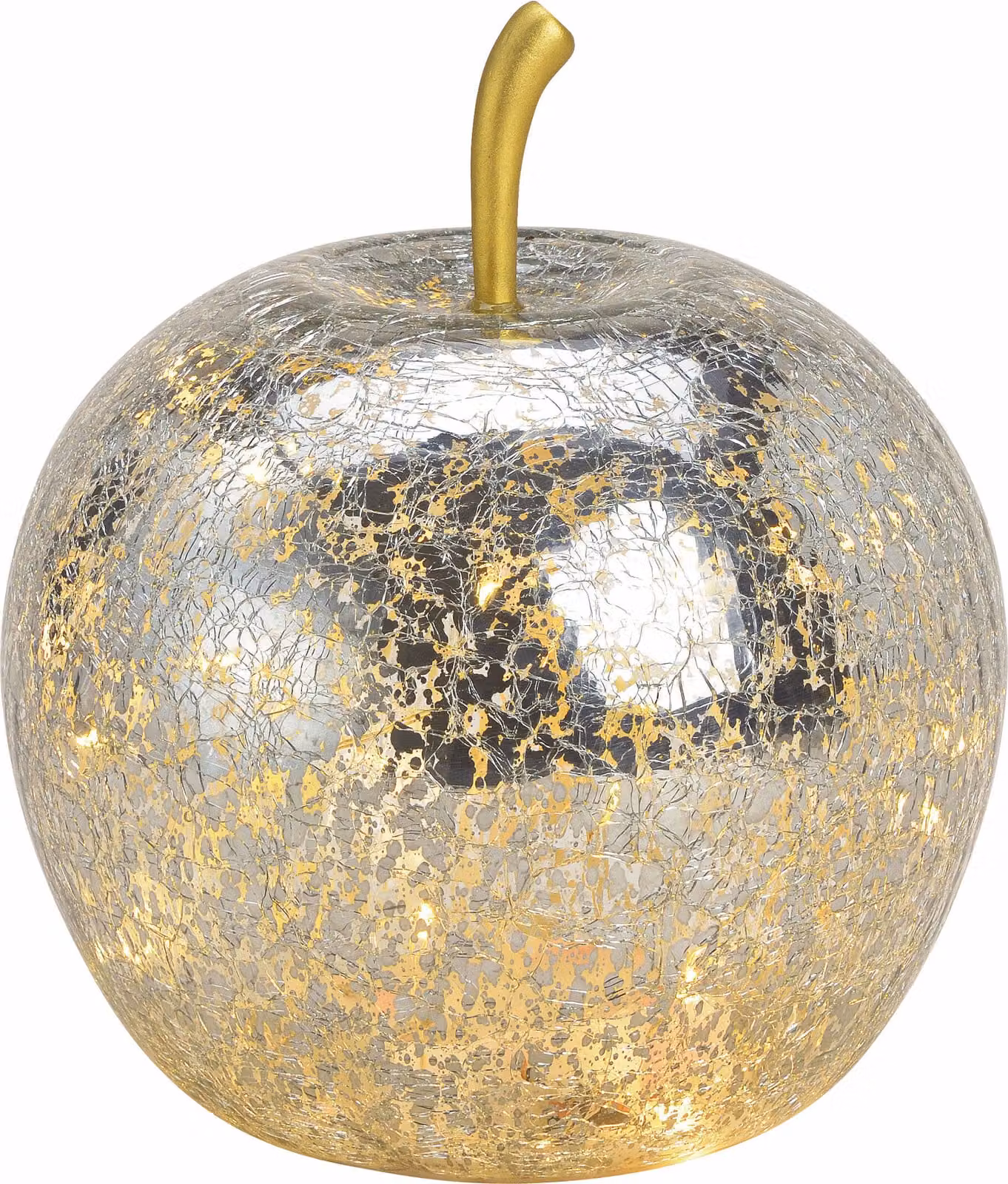 3.08 Mela di vetro con 20 luci LED - Ø 16 cm - batteria luminosa decorativa - colore: argento