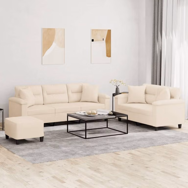 Maison Exclusive - Set divano 3 pezzi con cuscini in microfibra beige