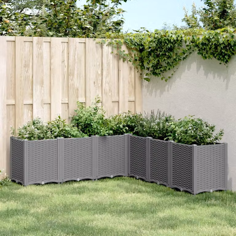 Fioriera da giardino vidaXL in plastica grigia per piante rampicanti L/P/H: 160 x 160 x 53 cm