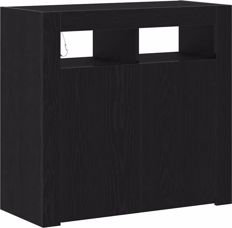 Credenza Rovere Nero 80 x 35 x 75 cm Legno multistrato