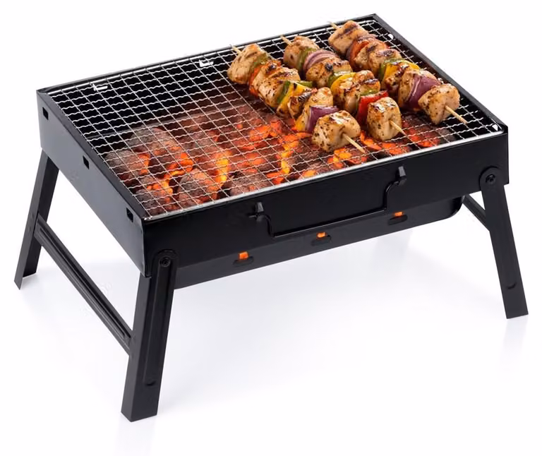 Vilde | Barbecue a valigetta pieghevole - 40x27,5x20 cm - Mini barbecue portatile a carbonella da campeggio