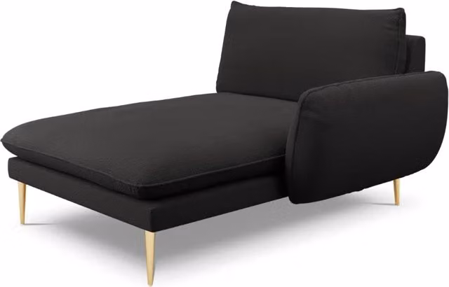 Chaise longue destra Vienna di Cosmopolitan Design in bouclé nero L/P/H: 130 x 95 x 95 cm