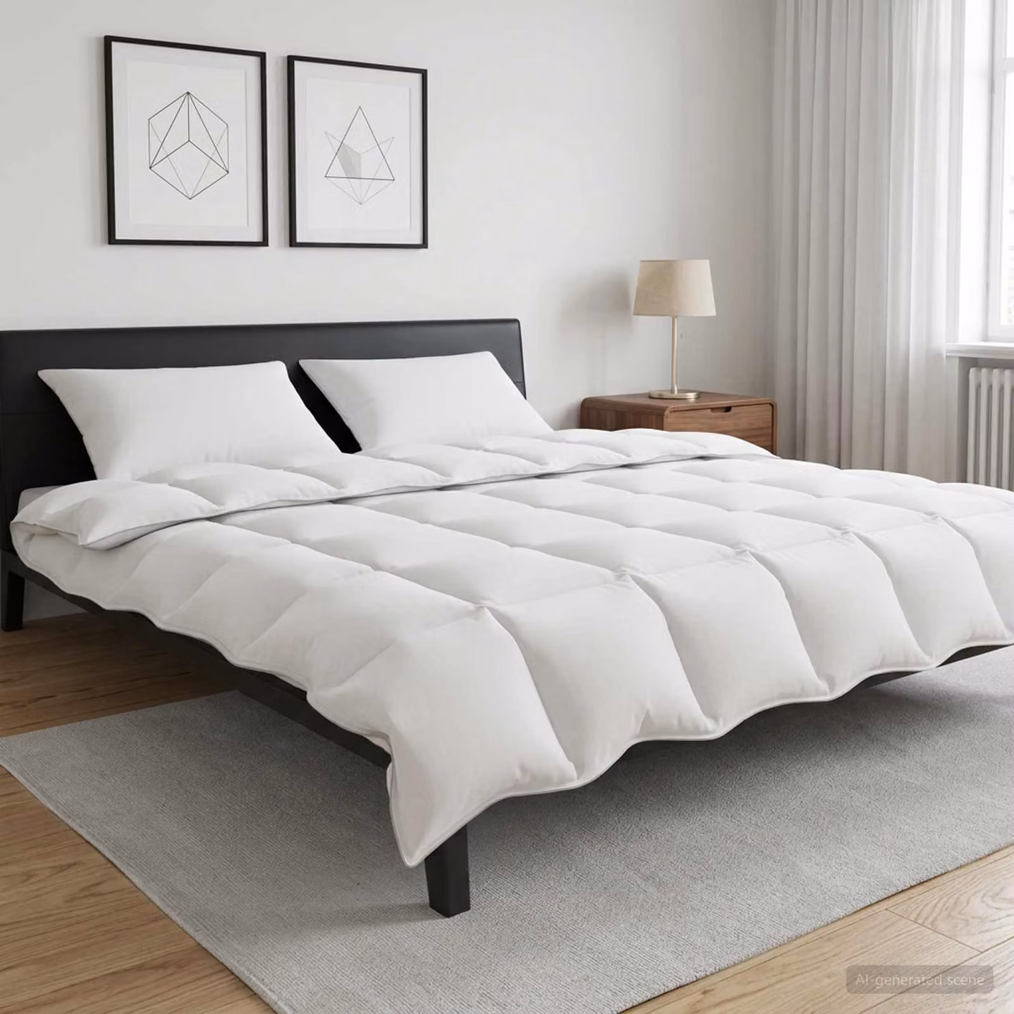 Set di 2 piumoni estivi vidaXL in fibra di bambù e cotone, bianchi, L 200 x L 220 cm, 150 gsm