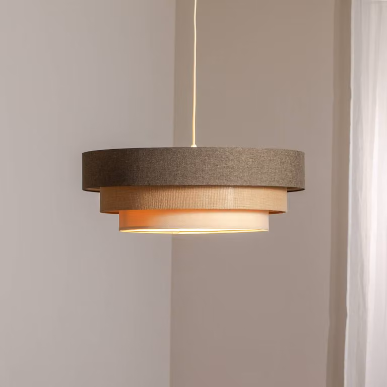 Lampada a sospensione Triniti Maco Design, dimmerabile, Marrone / Ruggine, Soggiorno / Sala da pranzo, Tessuto / Stoffa / Seta, Lampada a sospensione