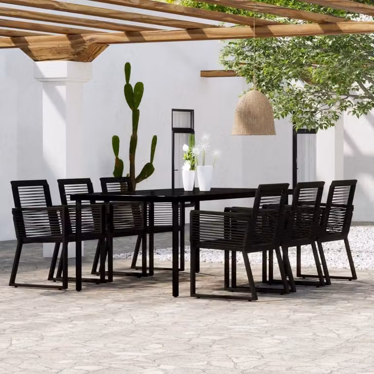 The Living Store Set da pranzo da giardino 7 pezzi nero