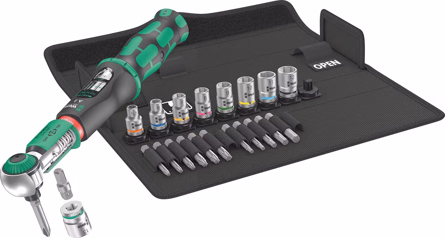 Set di chiavi dinamometriche Safe-Torque, 23 pezzi, 2-12 Nm, attacco per puntali da 1/4", Wera | 4013288223043