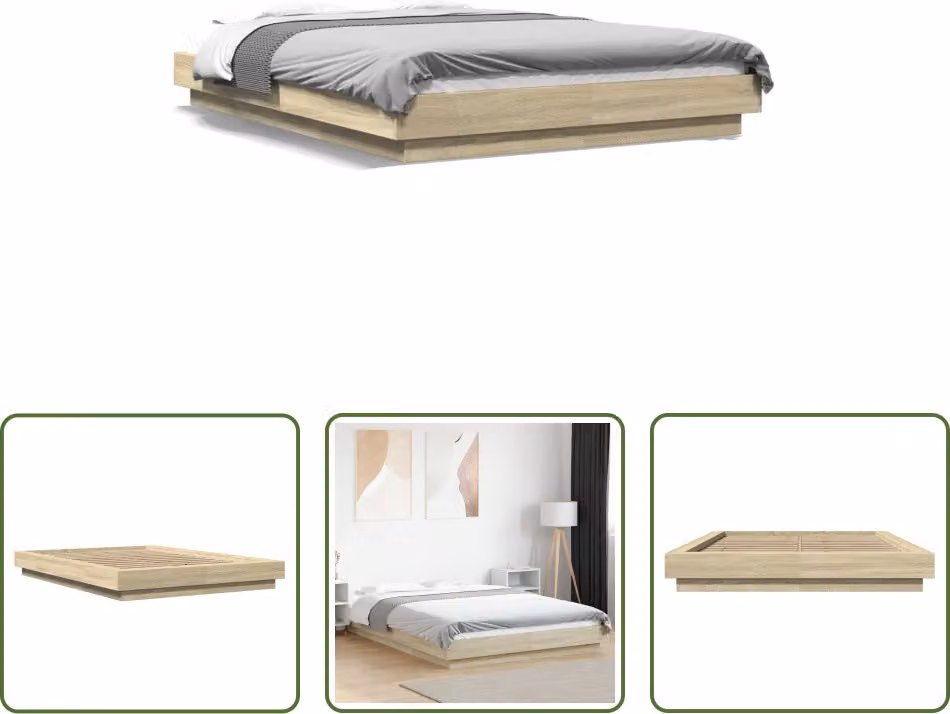 The Living Store Struttura per letto in rovere Sonoma 120x190 cm Materiale a base di legno