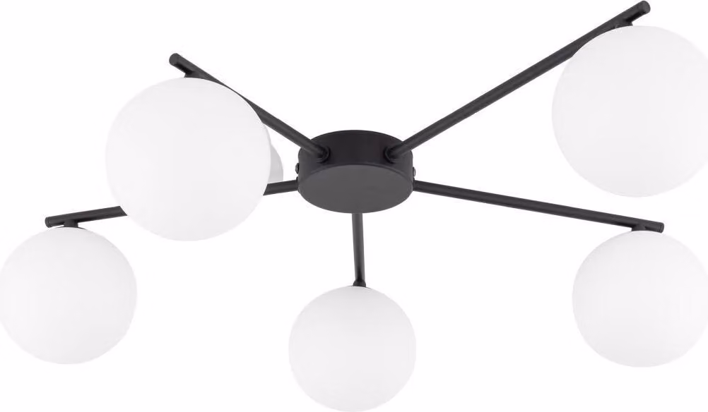 Plafoniera Metallo Vetro G9 Nero Bianco Paralume sferico Moderno