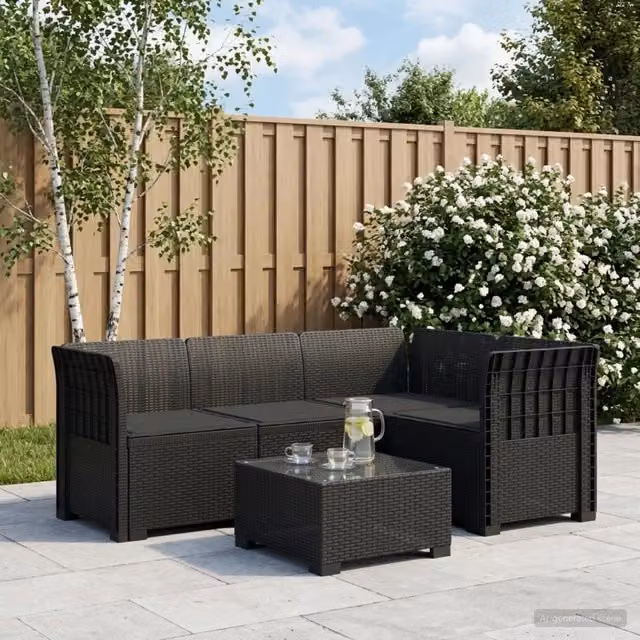Divano da Giardino 4 Posti con Cuscini Aspetto Rattan PP 3443963