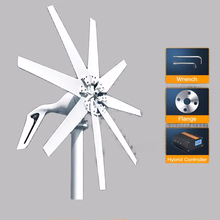 Turbina eolica - Turbina eolica orizzontale - Piccolo generatore eolico - Energia sostenibile - Potenza: 1000W