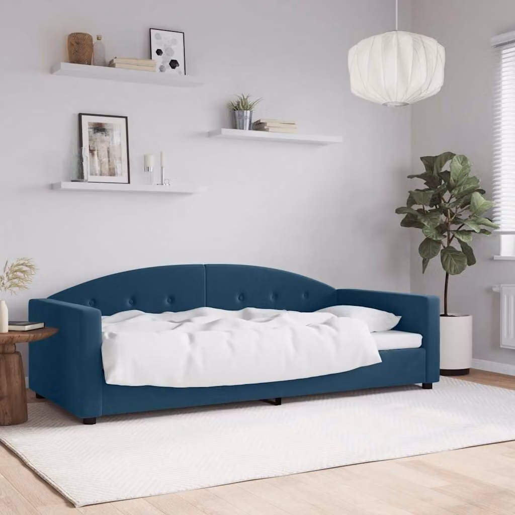 Letto da giorno vidaXL in velluto blu con struttura in legno e metallo L/P/H: 222 x 90 x 100 cm