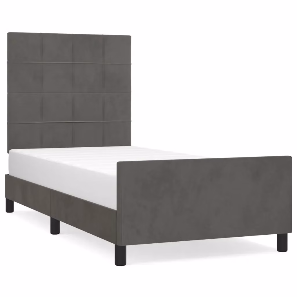 Giroletto senza materasso vidaXL in velluto grigio con struttura in legno di larice L/P/H: 200 x 80 x 118 cm – 2