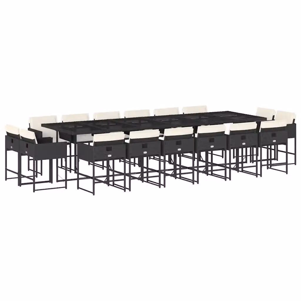 Set da pranzo da giardino vidaXL in polyrattan nero con 17 pezzi e cuscini – 2
