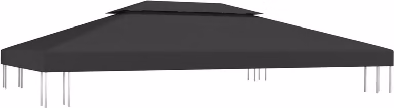 Copertura Superiore per Gazebo a 2 Strati 310 g/m² 4x3 m Nera