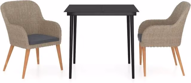 Set da Pranzo da Giardino 3 pz | Set Salotto da Giardino con Cuscini Marrone