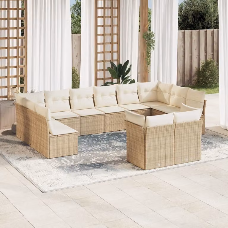 Maison Exclusive - Set Divani da Giardino 12 pz con Cuscini Beige in Polyrattan
