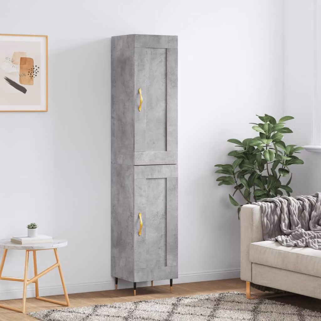 Credenza moderna vidaXL in legno e metallo, colore grigio, L/P/H: 34,5 x 34 x 180 cm