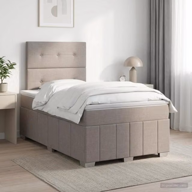 Letto box spring con materasso vidaXL in tessuto beige L/P: 120 x 200 cm