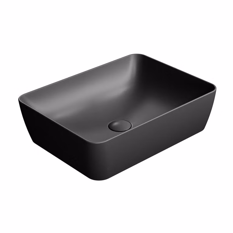 Sapho GSI Sand - Lavabo 500x380 mm, senza foro per miscelatore, senza sfioratore, nero opaco 903726