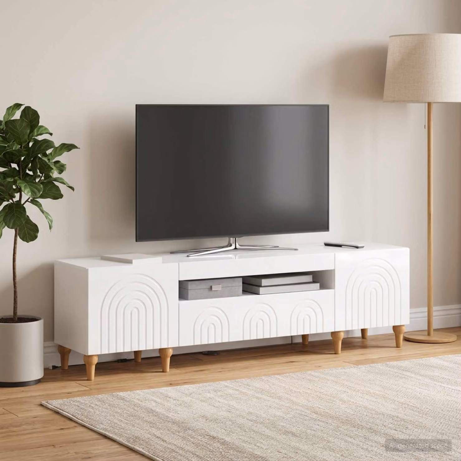 Mobile TV LED vidaXL ALKMAAR Bianco Lucido L: 153 cm, P: 35 cm, H: 43 cm