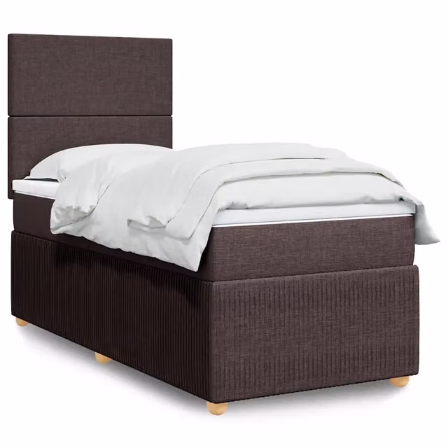 Letto Ibrido vidaXL con Giroletto a Molle e Materasso in Tessuto Marrone e Bianco L/P: 100 x 200 cm