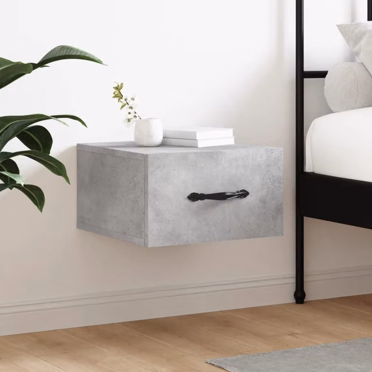 Comodino a muro vidaXL Grigio Cemento L 35 x P 35 x H 20 cm