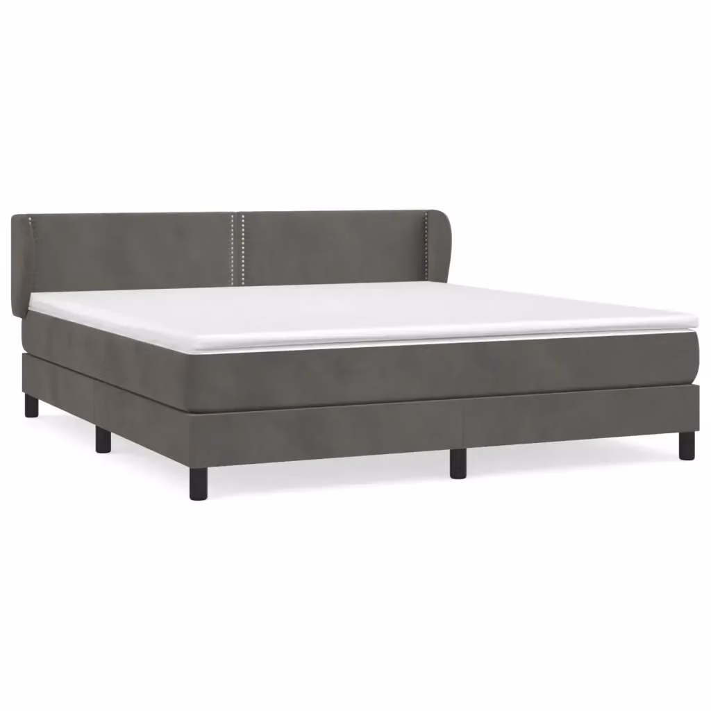 vidaXL Giroletto a Molle con Materasso in Velluto Grigio Scuro L/P/H: 160 x 200 cm – 2
