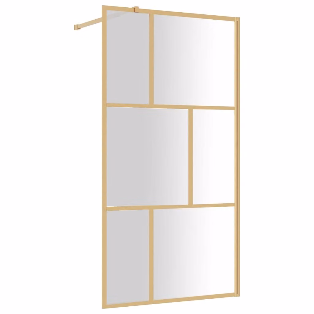 vidaXL Schermo doccia per cabina doccia ESG vetro trasparente Golden 100x195cm