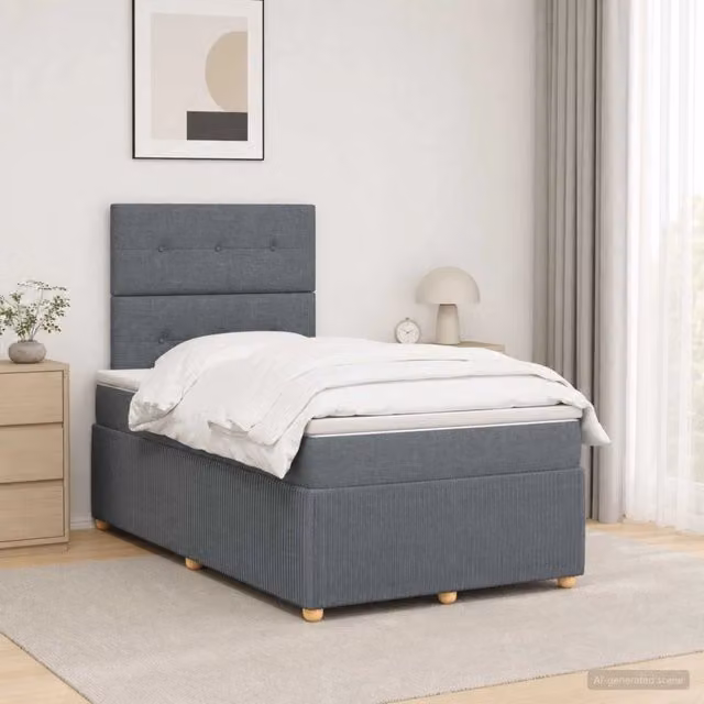 Letto box spring con materasso a molle insacchettate vidaXL Grigio e Bianco L/P/H: 120 x 200 x 76,5 cm