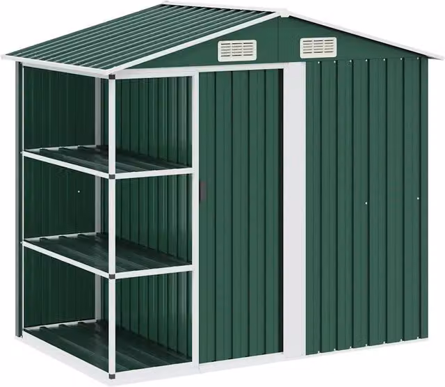 Capanno da Giardino con Scaffali Verde 205x130x183 cm in Ferro CFW3314310