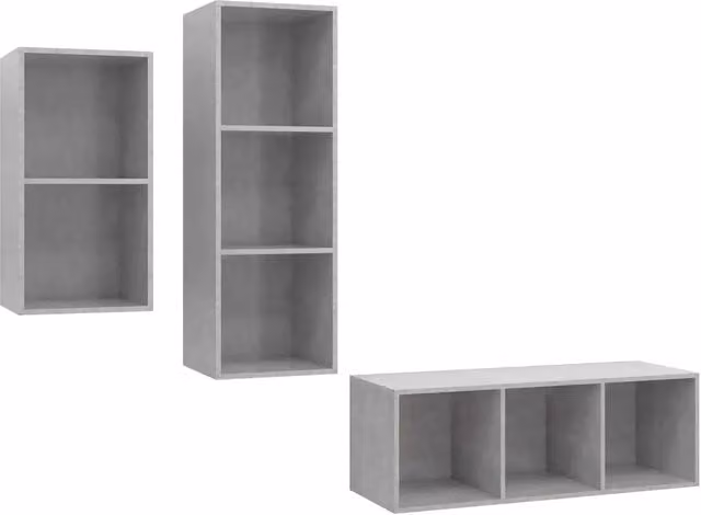 Set Mobili TV Moderno Design In composto da 3 pezzi in Legno Multistrato Grigio Opaco, con Armadietto e Mobile Porta TV a Parete per il tuo Soggiorno