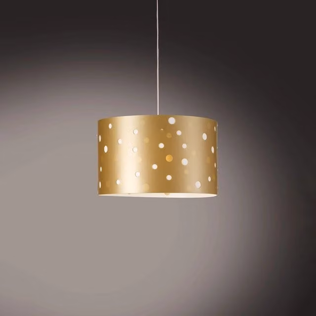 Lampadario Sospeso Moderno Linea Zero Polilux Bianco e Oro con 3 Luci E27