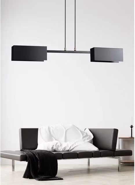 Lampadario Minimal Raiden Luceart-Classic in Acciaio Nero con 2 Luci E27 – 1