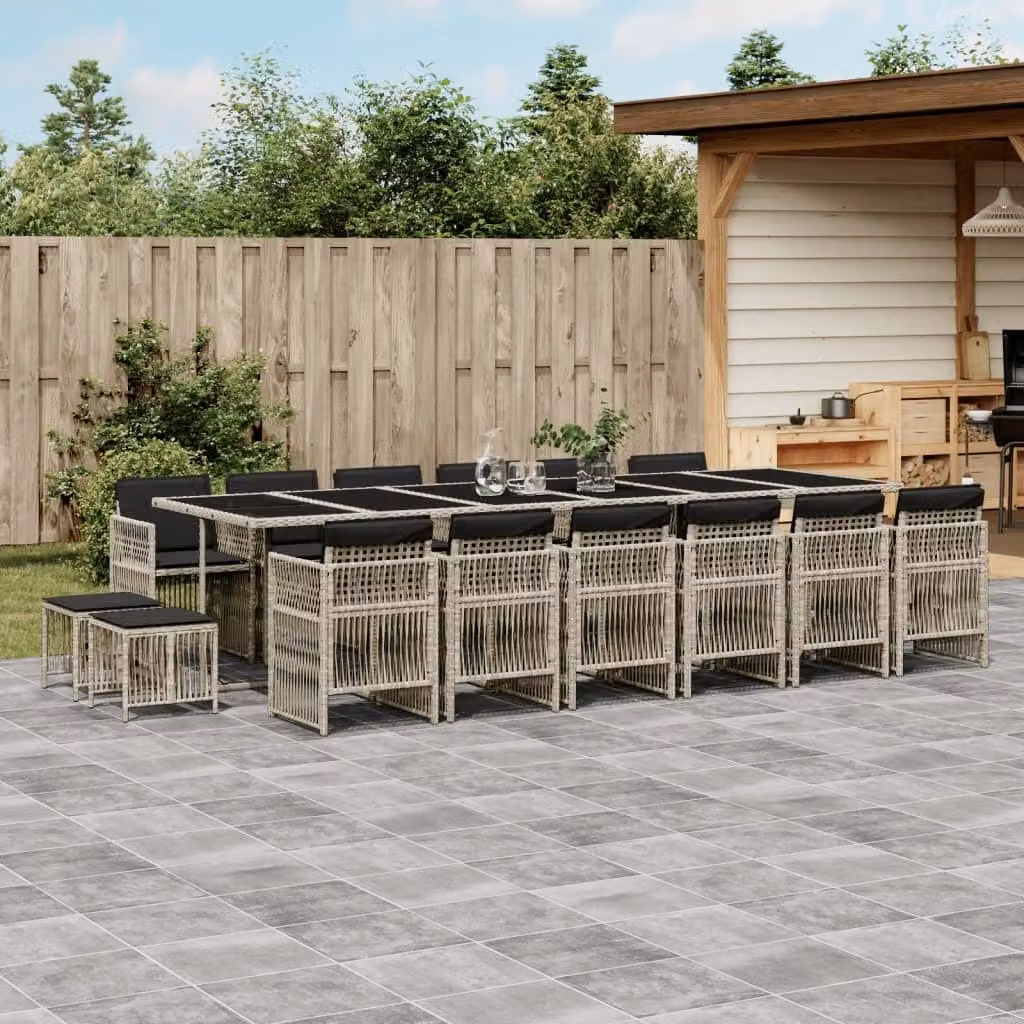 Maison Exclusive - Set da Pranzo da Giardino 17pz con Cuscini Grigio in Polyrattan