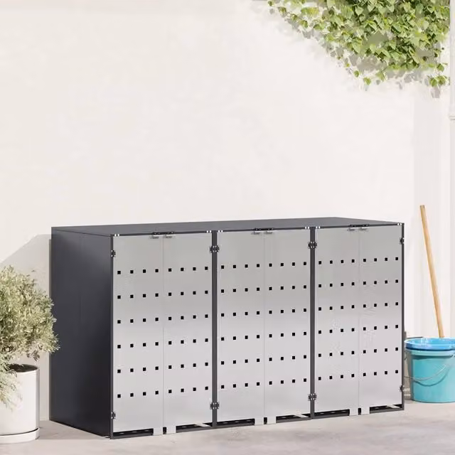 Contenitore per Rifiuti per 3 Bidoni Acciaio Inox Antracite 3394779