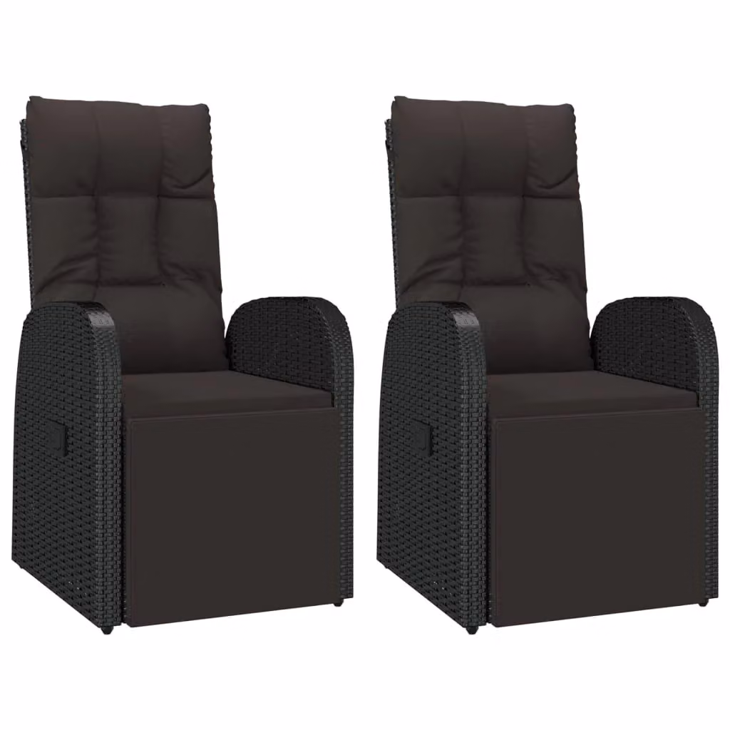 Set da giardino Outsunny in 3 pezzi in polyrattan nero e legno di acacia oliato – 2