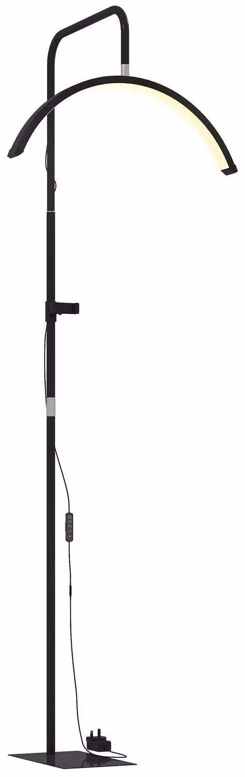 Lampada da Terra LED con Testa a Mezza Luna 77,5x20,5x136-186 cm Temperatura Colore Regolabile Telecomando Nero