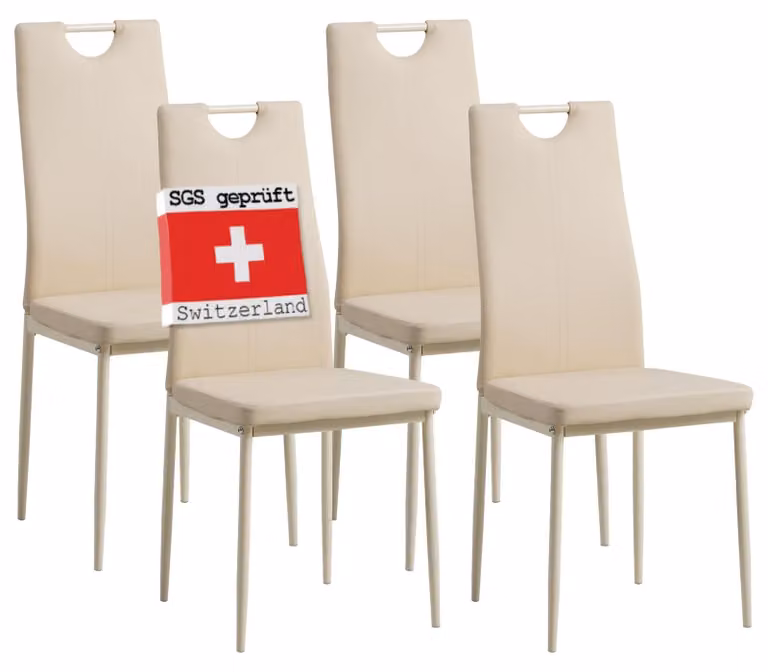 Sedie da pranzo Albatros SALERNO Set di 4, Beige - Elegante design italiano, Sedia imbottita con rivestimento in Pelle finta, Moderna ed elegante per il tavolo da pranzo - Sedia da cucina, Sedia da sala da pranzo con elevata capacità di carico