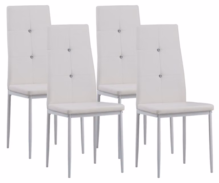 Albatros sedie da pranzo DIAMOND set di 4, bianco - Elegante look a diamante, sedia imbottita con rivestimento in Pelle finta, design moderno ed elegante per il tavolo da pranzo sedia da cucina sedia da sala da pranzo alta capacità di carico