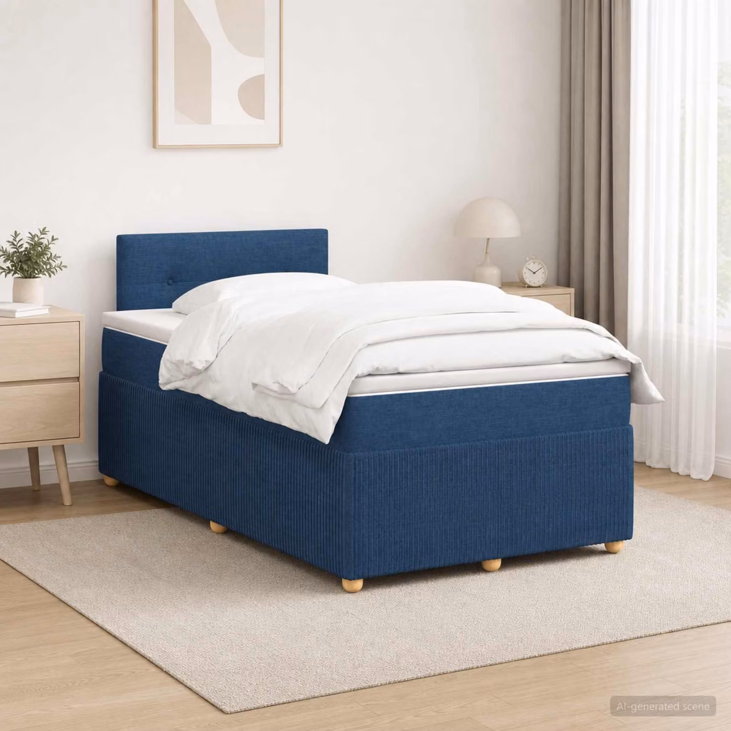 Maison Exclusive - Letto boxspring con materasso e testiera blu 120 x 190 cm in tessuto