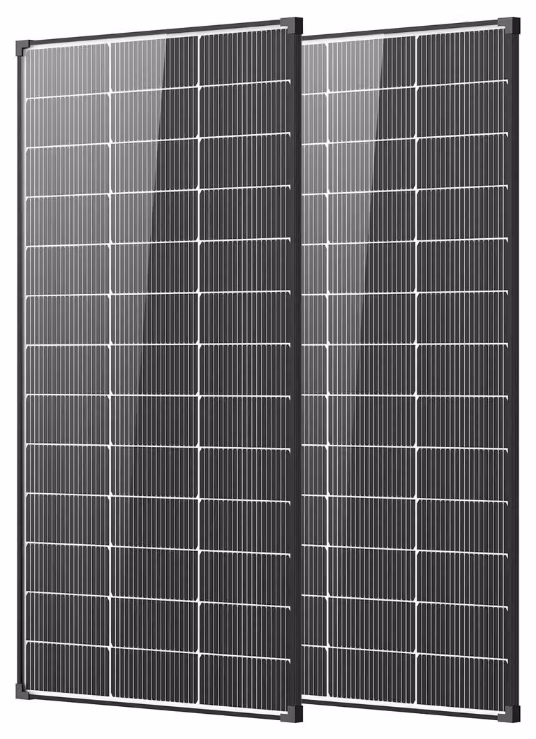 Pannello solare bifacciale monocristallino da 200W - Alta efficienza - Realizzato in alluminio e vetro temperato - Ideale per impianti off-grid e camper