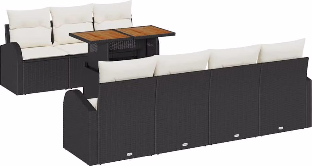 Set Divano da Giardino con archiviazione 8 pcs Nero Poly Rattan